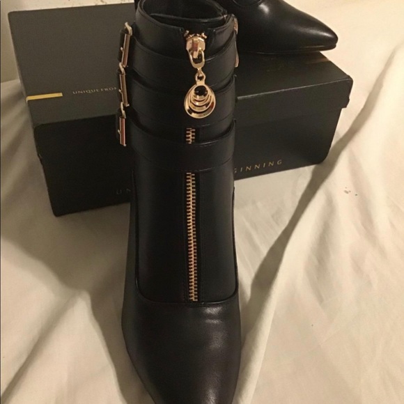 NWT Buckle Strap Ankle Booties 3 Inch Pointed Toe Zipper Heels Dress Jeans Boots - Picture 5 of 11
